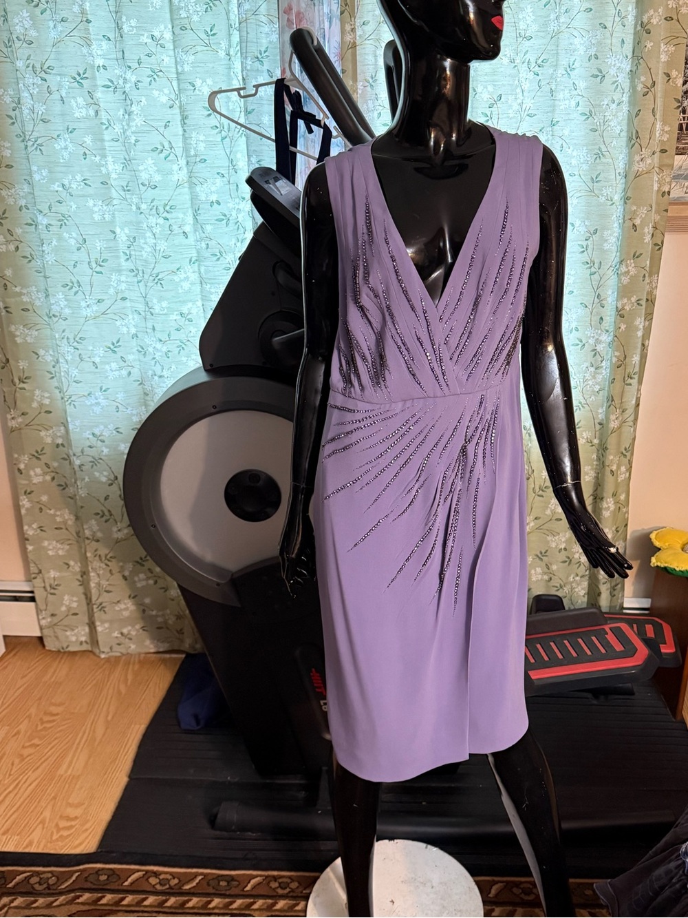 Valentino Lavender V-Neck Embellished Cocktail Dress. Silk!